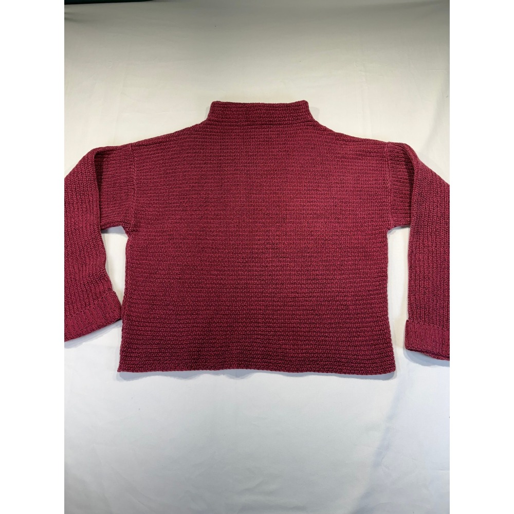 Vintage Whitefish Bay Burgundy Mock Neck Cotton Knit Sweater XL Made in USA